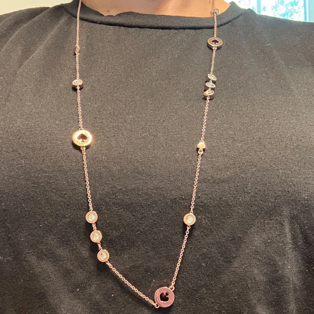 Kate Spade Rose Gold Necklace with Clear Accents